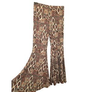 Hand Jive Wear Art Womens Big Bells Flare Pants Geometric Tribal Print Small